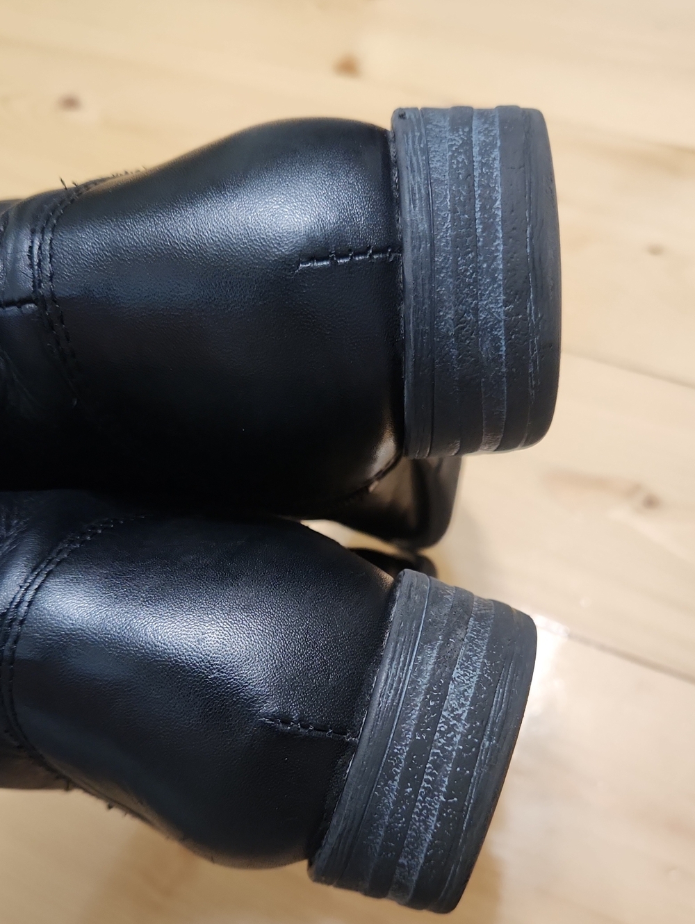 Miz Mooz Leighton Black Leather Strap Moto Ankle Bootie Size 9 - Picture 14 of 16